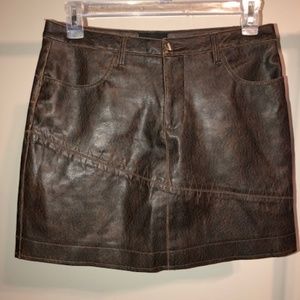 Faux Brown Leather Mini Skirt